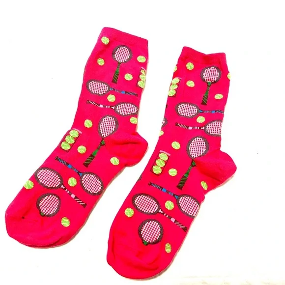 NWOT Tennis Racket Pink Socks - Picture 2 of 4